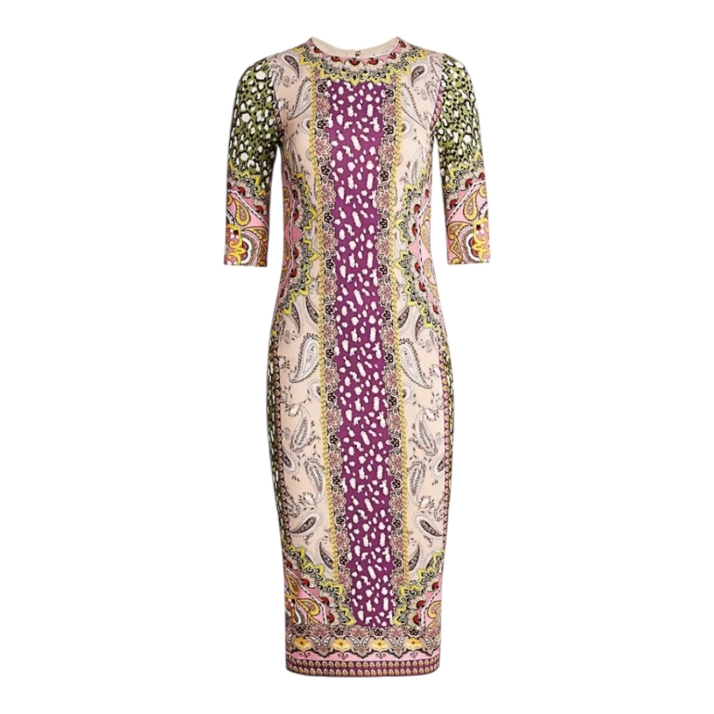 Alice + Olivia Purple Multi-Print Midi Dress - Picture 2 of 11